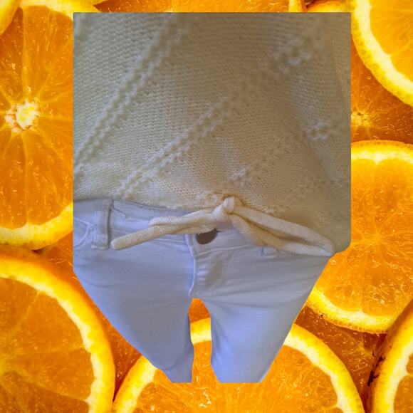 Vintage Skiva Faux Turtle Neck White and Flower Design Sweater Size M‎ - Picture 6 of 8